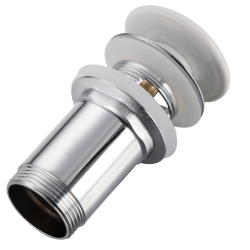 Korek umywalkowy mosiężny Klik Klak model C z przelewem - Biały Ceramiczny