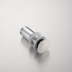 Korek umywalkowy mosiężny Klik Klak model C bez przelewu - Biały Ceramiczny