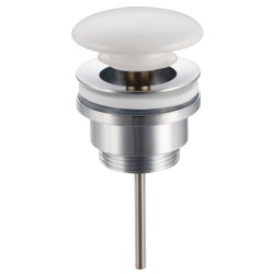 Korek umywalkowy mosiężny Klik Klak model D uniwersalny - Biały Ceramiczny