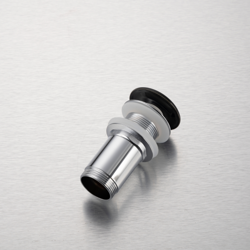 Korek umywalkowy mosiężny Klik Klak model C bez przelewu - Czarny Ceramiczny