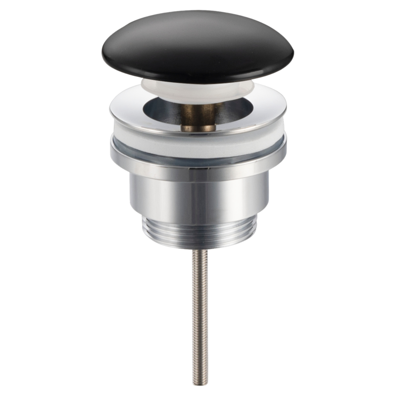 Korek umywalkowy mosiężny Klik Klak model D uniwersalny - Czarny Ceramiczny