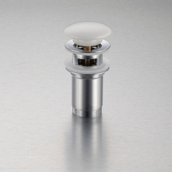 Korek umywalkowy mosiężny Klik Klak model C z przelewem - Czarny Ceramiczny