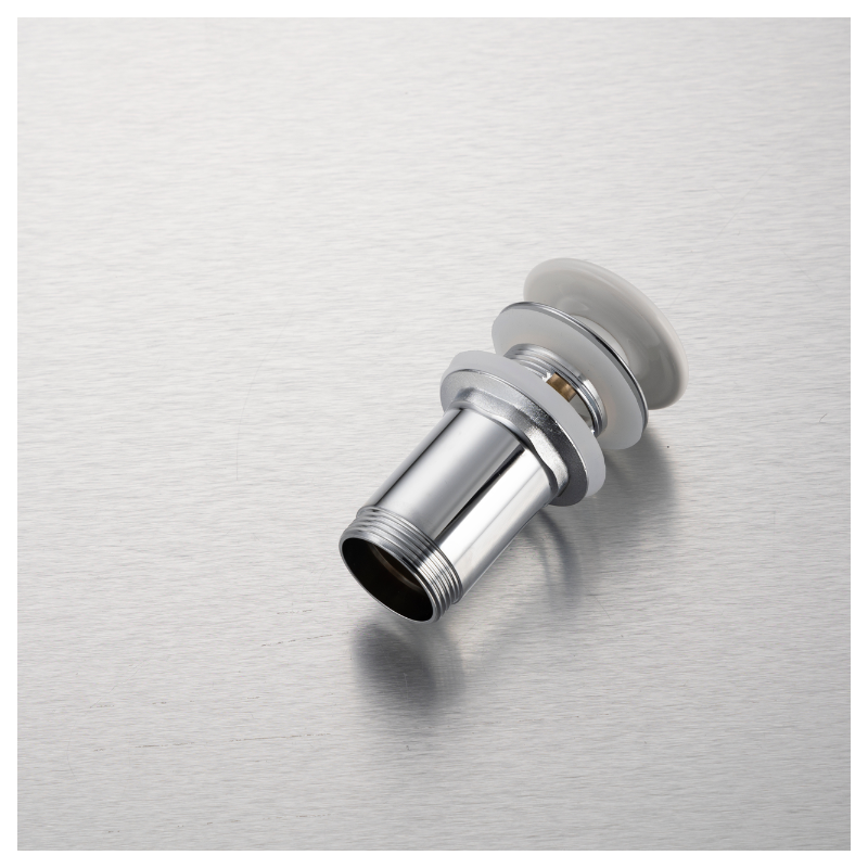 Korek umywalkowy mosiężny Klik Klak model C z przelewem - Biały Ceramiczny