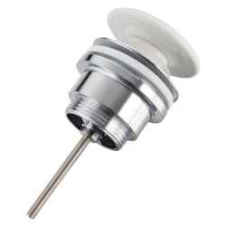 Korek umywalkowy mosiężny Klik Klak model D uniwersalny - Biały Ceramiczny