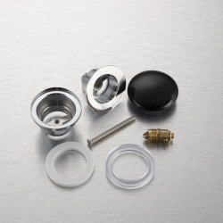 Korek umywalkowy mosiężny Klik Klak model D uniwersalny - Czarny Ceramiczny