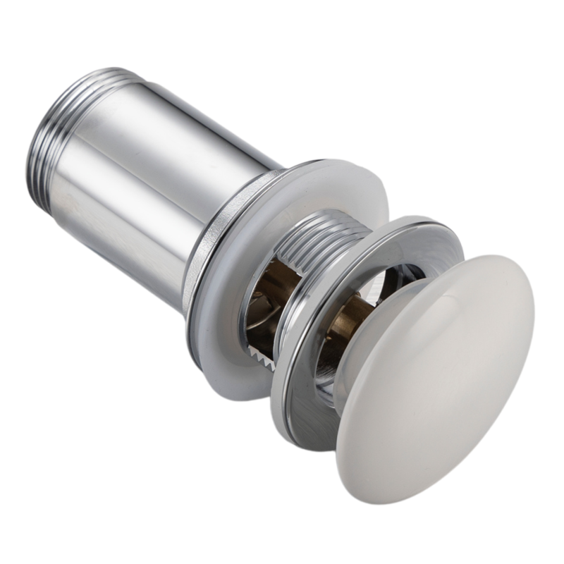 Korek umywalkowy mosiężny Klik Klak model C z przelewem - Biały Ceramiczny