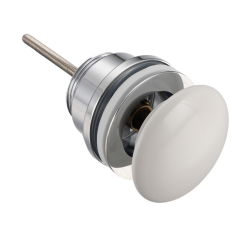 Korek umywalkowy mosiężny Klik Klak model D uniwersalny - Biały Ceramiczny