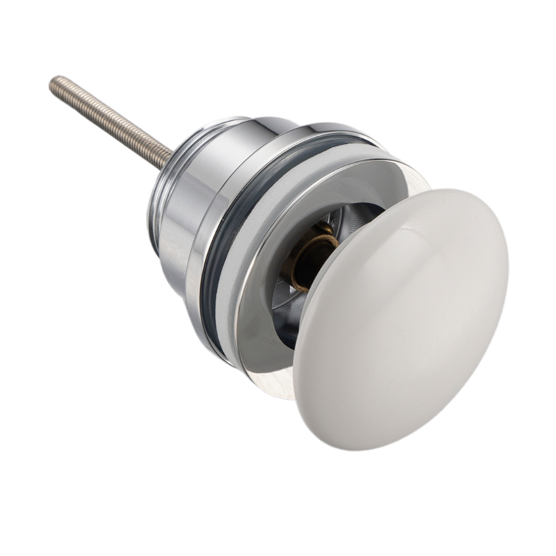 Korek umywalkowy mosiężny Klik Klak model D uniwersalny - Biały Ceramiczny