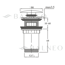 Korek umywalkowy mosiężny Klik Klak model C z przelewem - Biały Ceramiczny