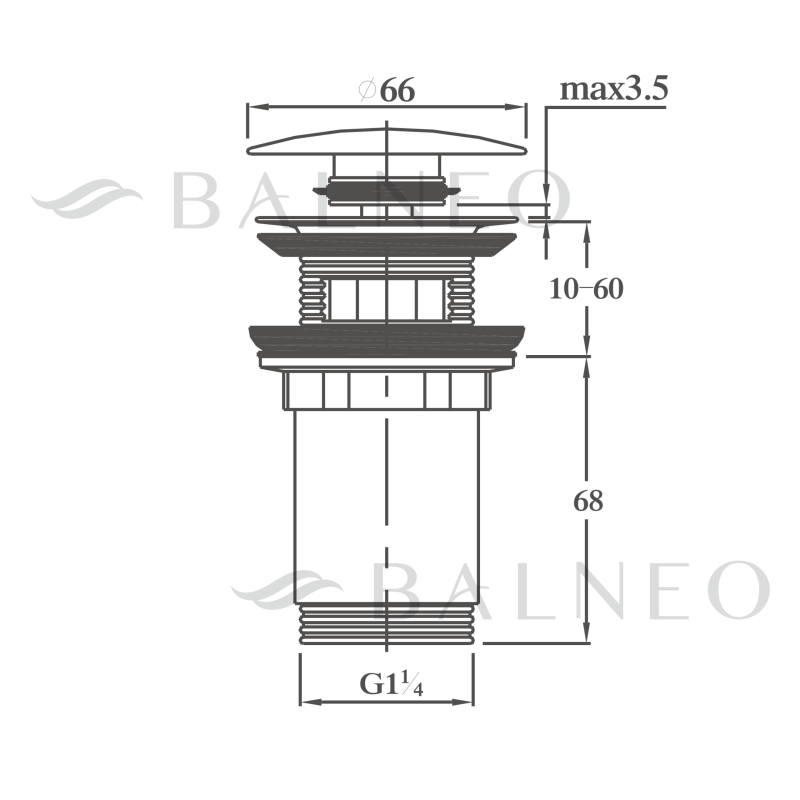Korek umywalkowy mosiężny Klik Klak model C z przelewem - Czarny Ceramiczny