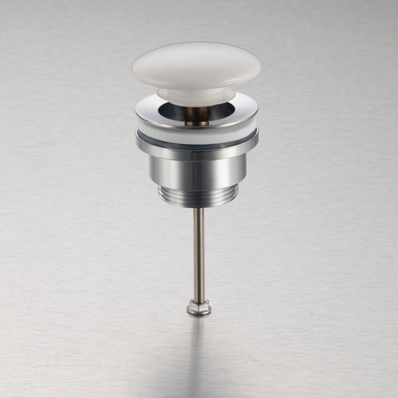 Korek umywalkowy mosiężny Klik Klak model D uniwersalny - Biały Ceramiczny