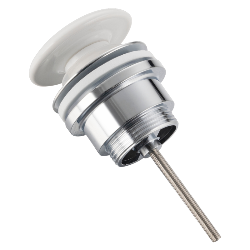 Korek umywalkowy mosiężny Klik Klak model D uniwersalny - Biały Ceramiczny