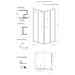 Kabina prysznicowa natryskowa kwadratowa 80x80 PARLA chrom transparentne