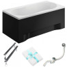 Polimat Wanna prostokątna Mini 100x65 z czarną Obudową, Syfonem i Nóżkami