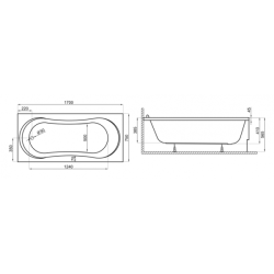 Polimat Gracja Wanna 170x75 Akrylowa z czarną obudową w zestawie z syfonem i nóżkami - Klasyczne Piękno