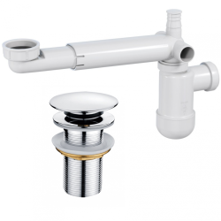 Syfon teleskopowy z korkiem i przelewem chrom - Oszczędność przestrzeni NHC_633K