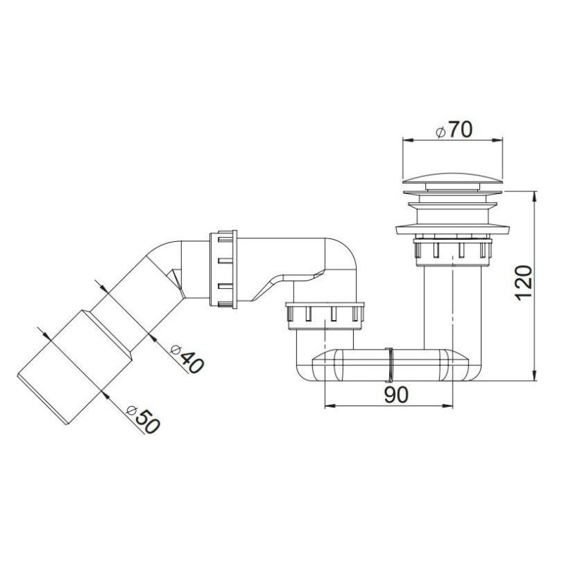 Klik-klak Syfon do Brodzika Ø50 mm (Model A413M50) - Szybka Instalacja!