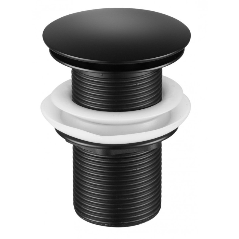 Stylowy korek umywalkowy click-clack z mosiądzu w czarnym kolorze i przelewem