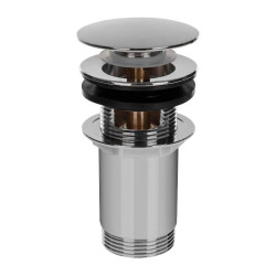 Okrągły korek umywalkowy klik-klak chromowany z tuleją i przelewem CKK_02R3