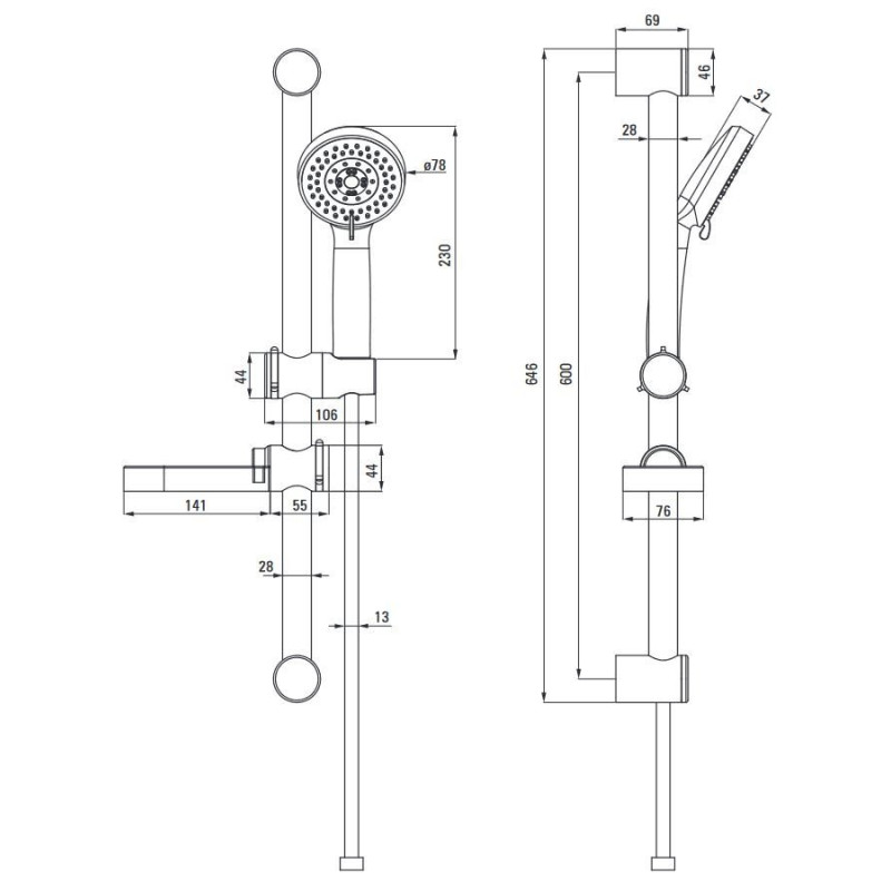 Nowoczesny Zestaw Natryskowy z Drążkiem Neo Easy - Komfort i Elegancja w Twojej Łazience