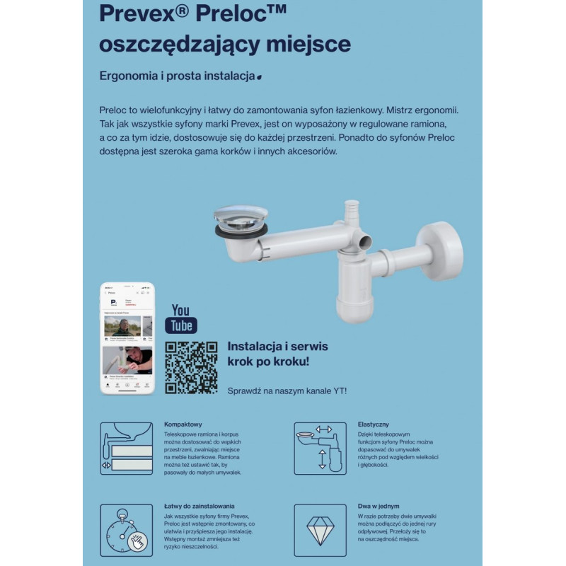 Syfon Slim Click-Clack Oszczędzaj Miejsce - Solidny Metalowy Korek!