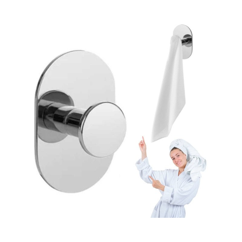 Chromowany Haczyk Łazienkowy Miri z Samoprzylepną Taśmą - Styl i Funkcjonalność!