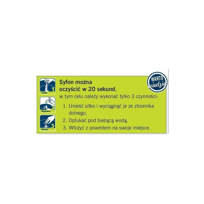 Innowacyjny syfon umywalkowy Click-Clack, czyszczony od góry - Prevex Easy Clean