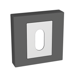 Elegancki szyld kluczowy grafitowy/chromowy do drzwi wewnętrznych, 55x55 mm, stylowy i trwały