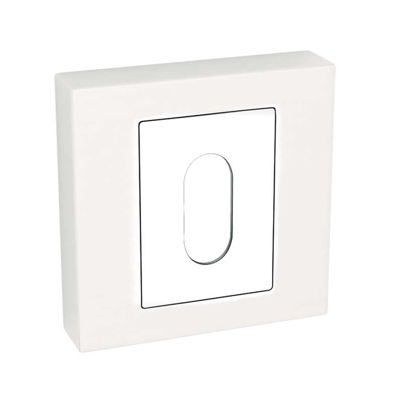 Kwadratowa Rozeta Premium z Kluczem - Satyna i Chrom, Uniwersalne Zastosowanie 55x55