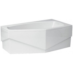 Polimat Marika Wanna 140x80 Akrylowa z białą obudową w zestawie z syfonem i nóżkami - Asymetryczna Elegancja