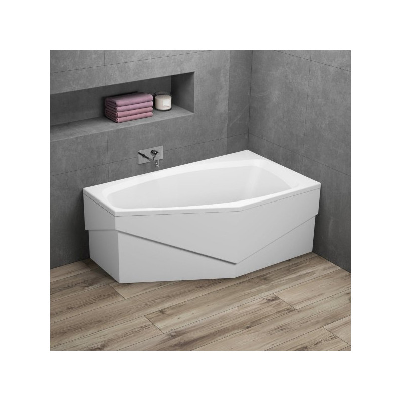 Polimat Marika Wanna 140x80 Akrylowa z białą obudową w zestawie z syfonem i nóżkami - Antybakteryjna powłoka
