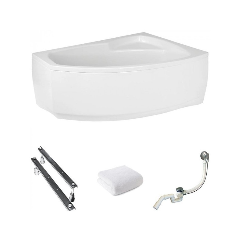 Polimat Frida Wanna 140x80 Akrylowa z białą obudową w zestawie z syfonem i nóżkami + Prawa