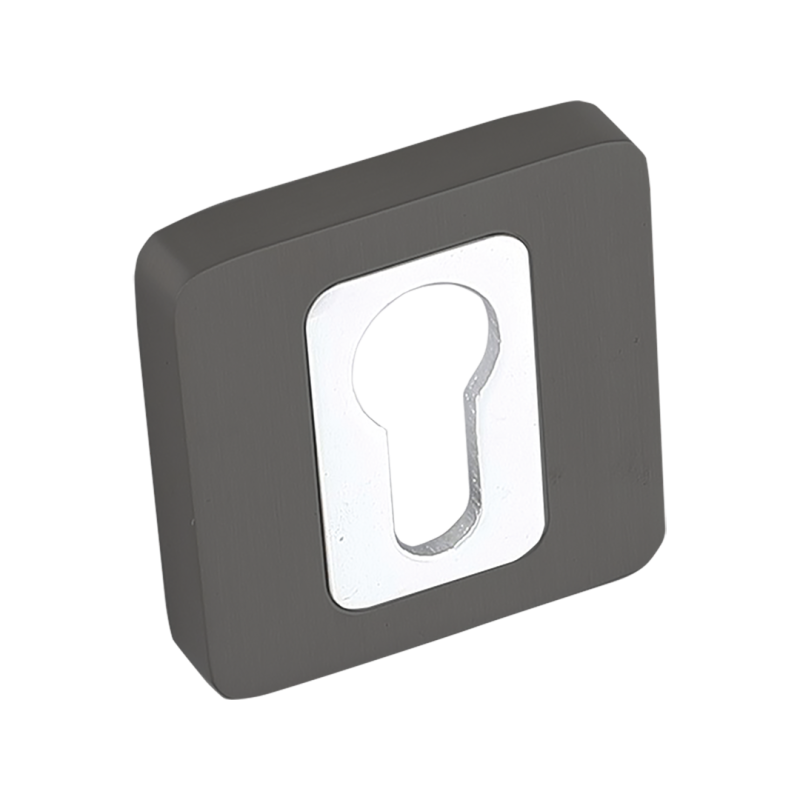 Kwadratowa Rozeta Grafit/Chrom 54x54 mm - Styl i Bezpieczeństwo dla Twoich Drzwi!