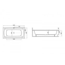 Polimat Apri Wanna 140x70 Akrylowa z białą obudową w zestawie z syfonem i nóżkami + Antybakteryjna