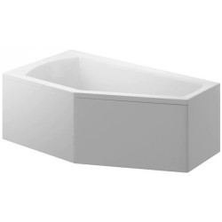 Polimat Selena Wanna 140x90 Akrylowa z białą obudową w zestawie z syfonem i nóżkami, asymetryczna