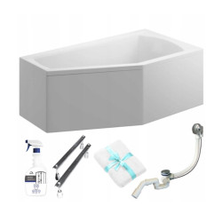 Polimat SELENA Wanna 140x90 Akrylowa z białą obudową w zestawie z syfonem i nóżkami - Relaksująca kąpiel