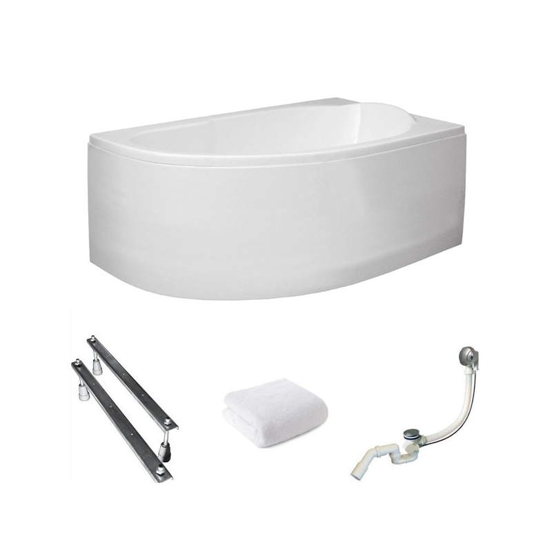 Polimat Miki Wanna 145x85 Akrylowa z białą obudową w zestawie z syfonem i nóżkami + antybakteryjna powłoka