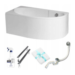 Polimat Miki Wanna 145x85 Akrylowa z białą obudową w zestawie z syfonem i nóżkami + Preparat antybakteryjny