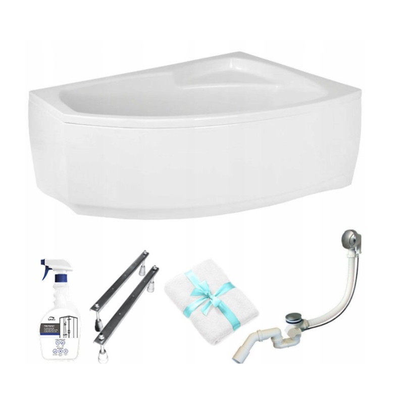 Polimat Frida Wanna 150x90 Akrylowa z białą obudową w zestawie z syfonem i nóżkami + Antybakteryjna powłoka