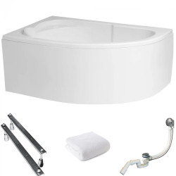 Polimat Standard Wanna 130x85 Akrylowa z białą obudową w zestawie z syfonem i nóżkami + Antybakteryjna powłoka
