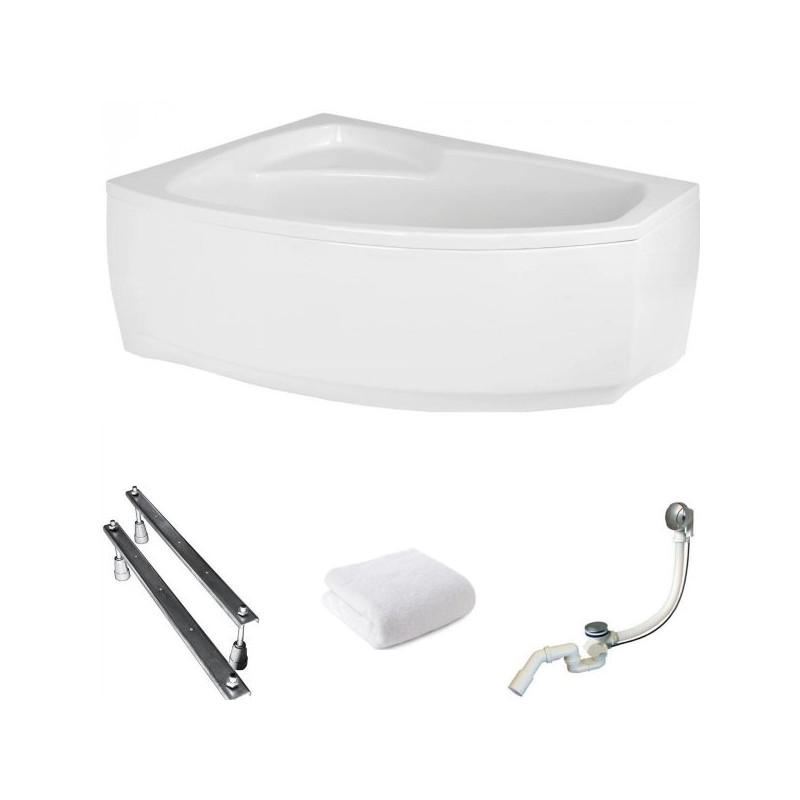 Polimat Frida Wanna 150x90 Akrylowa z białą obudową w zestawie z syfonem i nóżkami Asymetryczna