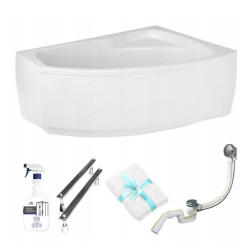 Polimat Selena Wanna 150x90 Akrylowa z białą obudową w zestawie z syfonem i nóżkami + Preparat antybakteryjny