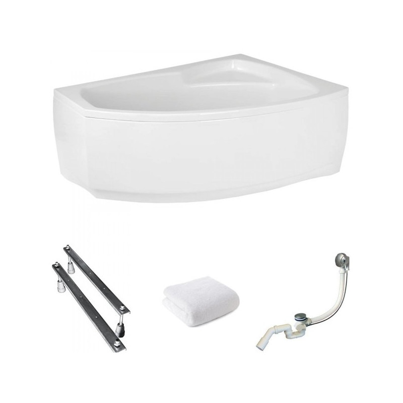 Polimat Frida Wanna 150x100 Akrylowa z białą obudową w zestawie z syfonem i nóżkami Antyżółknienie