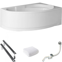 Polimat Marea Wanna 150x100 Akrylowa z białą obudową w zestawie z syfonem i nóżkami + Antybakteryjna powłoka