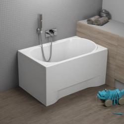 Polimat Mini Wanna 110x70 Akrylowa z białą obudową w zestawie z syfonem i nóżkami, Uniwersalna