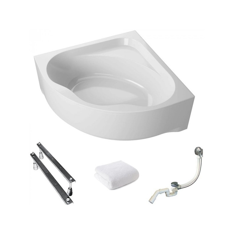Polimat Standart Wanna 150x150 Akrylowa z białą obudową w zestawie z syfonem i nóżkami + Antybakteryjna Powłoka