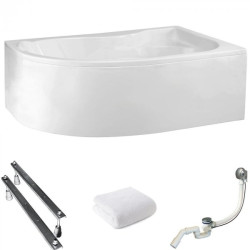 Polimat Dora Wanna 170x110 Akrylowa z białą obudową w zestawie z syfonem i nóżkami antybakteryjna