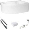Polimat Mega Wanna 160x105 Akrylowa z białą obudową w zestawie z syfonem i nóżkami, asymetryczna