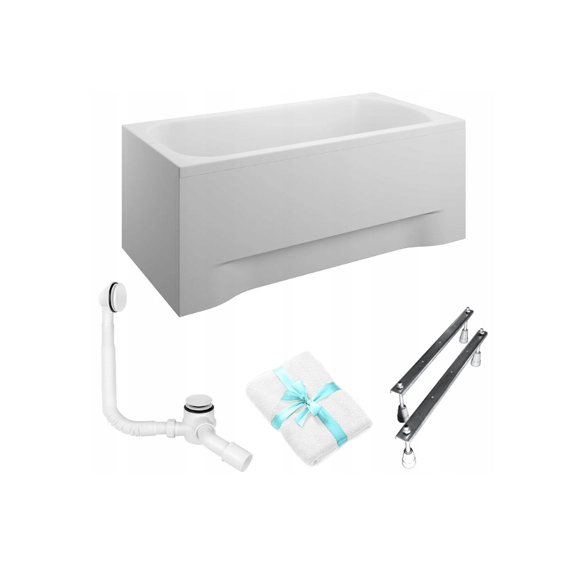 Polimat Classic Wanna 120x70 Akrylowa z białą obudową w zestawie z syfonem i nóżkami Odporność na zarysowania