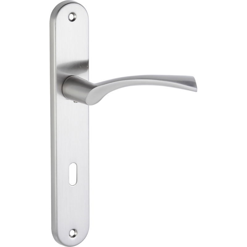 Klasyczne piękno Noa – klamka satynowa na szyldzie długim do drzwi wewnętrznych